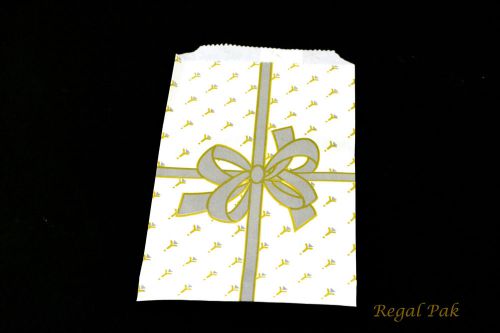100  Silver Bow Jewelry Paper Bags 4&#034; By 6&#034;