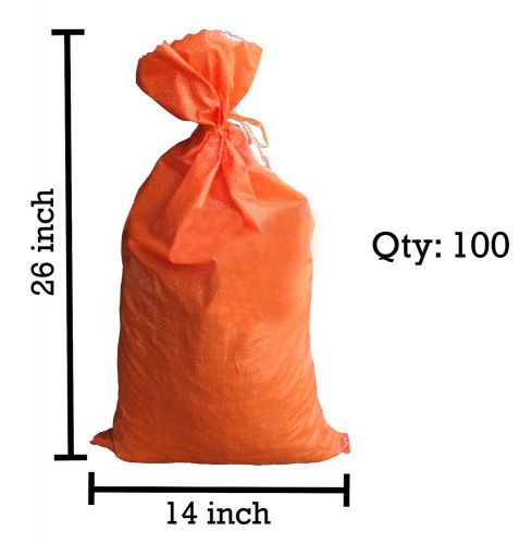 Sandbaggy 100 Orange Empty Sandbags For Sale 14x26 Sandbag Sand Bags Bag Poly