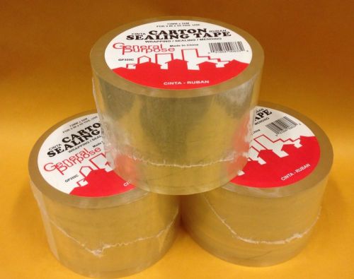 3 big Rolls CLEAR PACKING CARTON SEALING TAPE-3&#034; wide x 55 yards