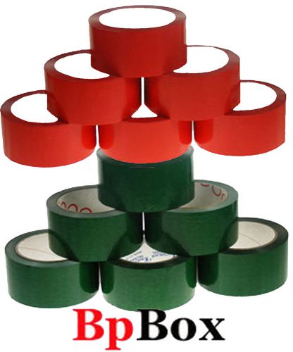 12 sealing color Tape roll 2&#034; x 330&#039; Packing 110 Yard 6-GREEN 6-RED 2.0 MIL