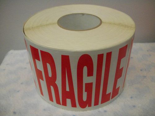 FRAGILE STICKERS JUMBO SIZE 7&#034; WIDE X 5&#034; TALL SELF STICK FRAGILE LABEL ROLL 1000