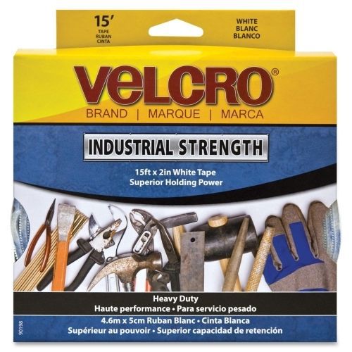 Velcro industrial strength hook and loop tape - 2&#034; wx 15 ft l - 1 roll - white for sale
