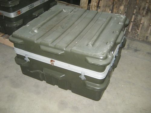 Thermodyne shock stop 38x36x20 single lid hard plastic shipping storage case grn for sale