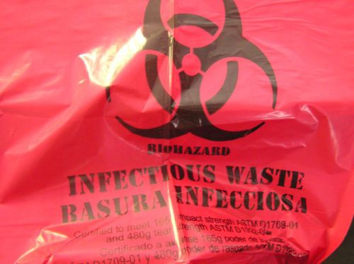 Qty 2 1FC22 Red Bag,  PK 100 Tough Guy Infectious waste 30in X 37in. 20-30 Gal