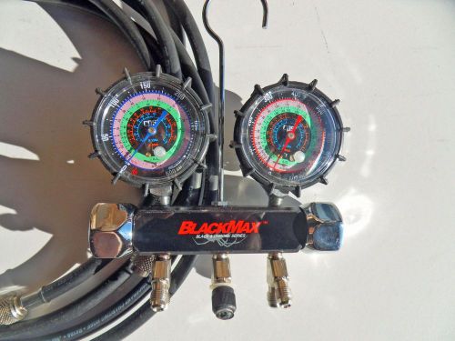 Cps blackmax black &amp; chrome series gauges / manifold with charging hoses for sale