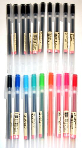MUJI Gel Ink Ball Point Pen 0.38mm Black &amp; Color pens Set of 19 !