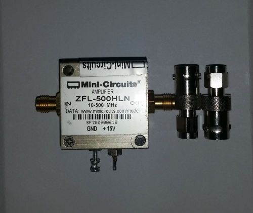 Mini-Circuits ZFL-500HLN Amplifier 10 to 500MHz, Gain: 19dB, w/BNC-F Adapters