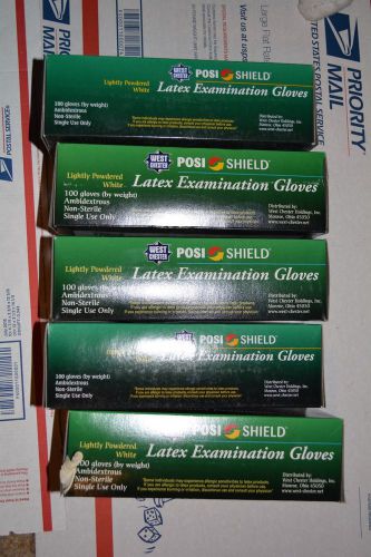 5 boxes Latex Exam Gloves Posi Shield West Chester 100 ct  Large  non-sterile