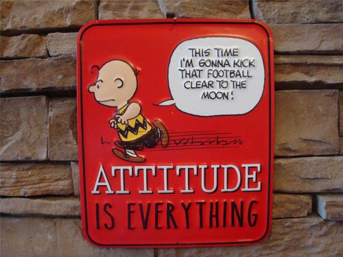 Charlie Brown Peanuts Attitude Metal Sign Cartoon Collectible Football Snoopy