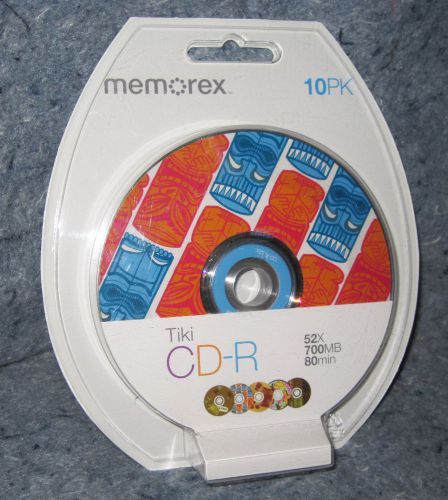 Memorex 10 pack blank CD-R 52X 700MB 80min Decorated w/ fiveTiki Designs
