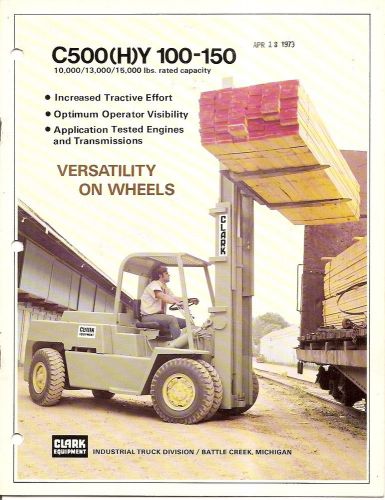 Fork Lift Truck Brochure - Clark - C500(H)Y 100-150 - 1973 (LT101)