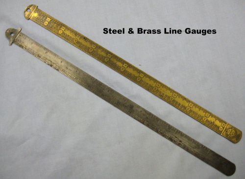 Rare Printer&#039;s Line Gauges (Pica Sticks) of brass &amp; steel, Letterpress, Graphics