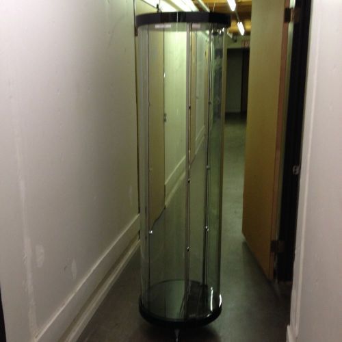 Glass Display Case, Round 6&#039; Tall, very heavy and thick glass with door