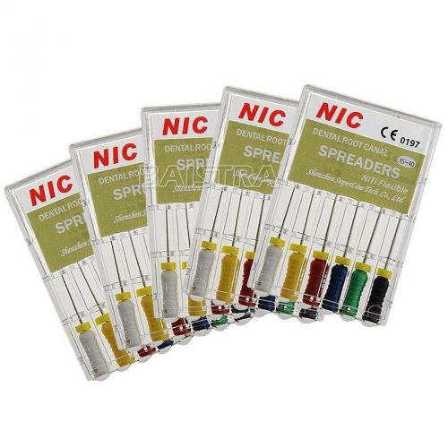 Dental 5 X NIC Niti Flexible Hand Use Root canal SPREADERS 15-40#,21mm