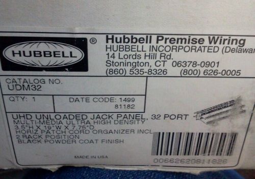 HUBBELL PREMISE WIRING UDM32 UHD UNLOADED JACK PANEL 32 PORT