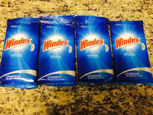 Lot of 4 Windex CB702325 Glass Cleaner Wipes, 28 Wipes/PK