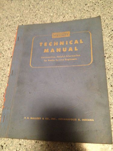 VINTAGE MALLORY TECHNICAL MANUAL MYE SPECS APPLICATIONS SERVICE DATA