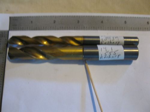 2 resharpened solid  carbide drills.coolant thru.394 &amp; .555.