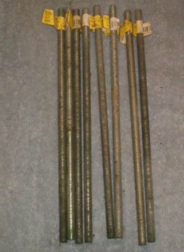 8 Threaded 3/8&#034;-16 12&#034; long rods all Thread flat steel Rods