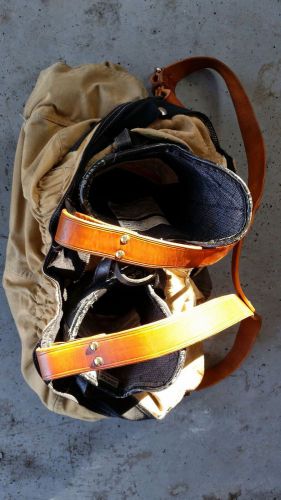 Custom handmade leather firefighter turnout / bunker gear suspenders for sale