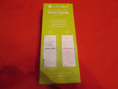 Lathem Time Cards F/7000E Numbered 1-100 2-SIDED 3 3/8IN X 9IN White