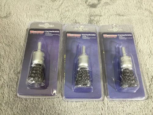 Westward 3/4&#034; crimped wire end brush, .01 stainless steel (3 pack) for sale