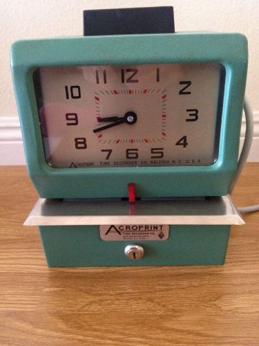 AcroPrint Time Clock Stamp Model 125NR4 (No Key) Tested Works Great ~ Free Ship