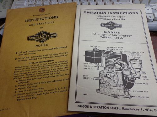 Vintage Briggs &amp; Stratton Engine Operating Instruction Manual Several Models #6