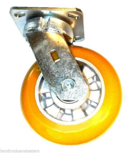 Kingpinless Swivel Plate Caster with 6&#034; Rounded Poly on Aluminum Wheel