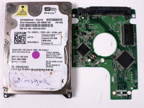 Wd wd2500bevs-75ust0 250gb 2,5 sata hard drive / pcb (circuit board) only for da for sale
