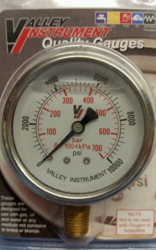 New valley instrument 2 1/2in stainless steel glycerin pressure gauge -10000 psi for sale