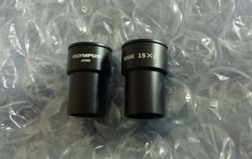 OLYMPUS Pair of WHK 15X L Eyepieces Microscope Lenses in Excellent condition
