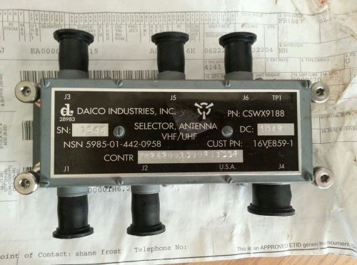 Daico Industries Antenna Selector Unit Switch CSWX9188