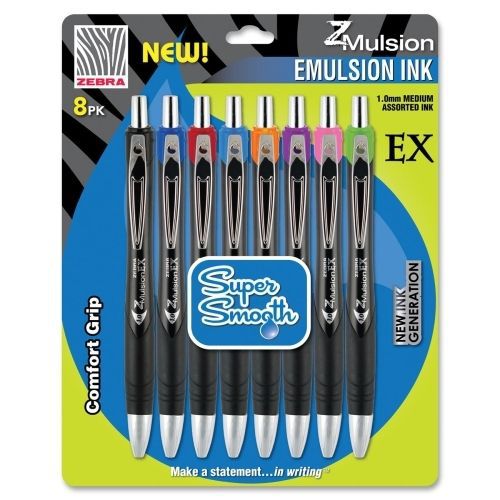 Zebra Z-Mulsion Medium Pen, 1 mm  Point Size Assorted Ink Color - 8 pk