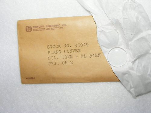 TWO NOS EDMUND SCIENTIFIC PLANO CONVEX LENS DIA. 18MM FL. 54mm