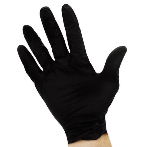 ProGuard Disposable Nitrile Gloves, Powder-Free, Black, Large, 100/Box