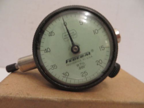 Vintage Federal Dial Indicator .001&#034;  Full Jeweled  Model # B70 Green Face