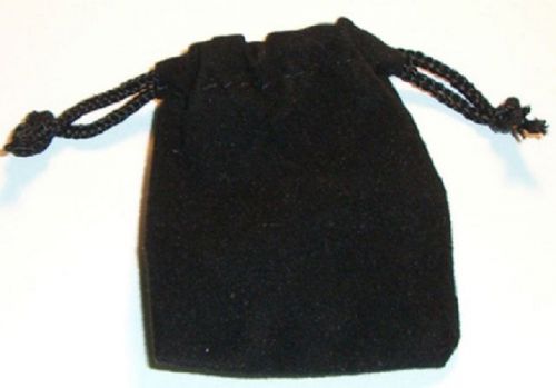 10 (TEN) Black Velour Gift Bags Drawstring Pouch