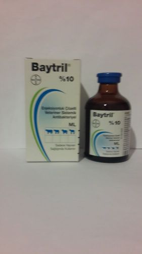 Baytril 10% 25ml by Bayer Veterinarian Supply for Animals Cattle,Horses,Dog.