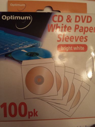 Optimum CD &amp; DVD White Paper Sleeves (Bright White) 100 Count - NIB!!