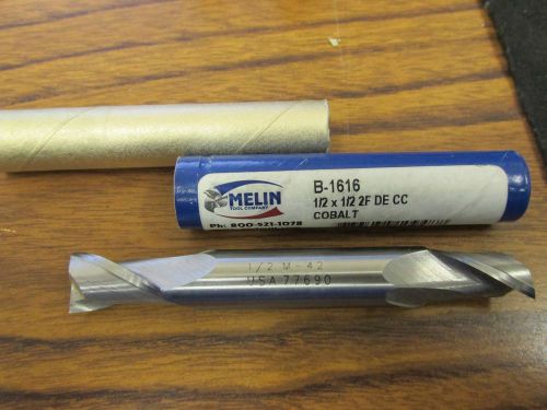 MELIN HSS Cobalt  1/2&#034; x 1/2&#034;  2 Flute D/E End Mill