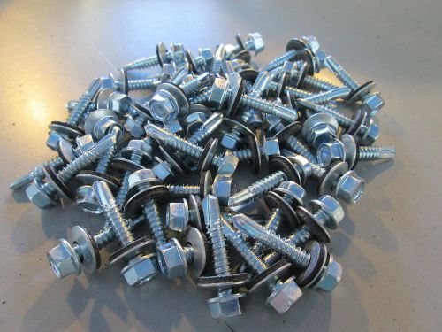 Hex rubber washer head 1/4&#034; x 1-1/4&#034; roofing screw zinc lot of 50 for sale