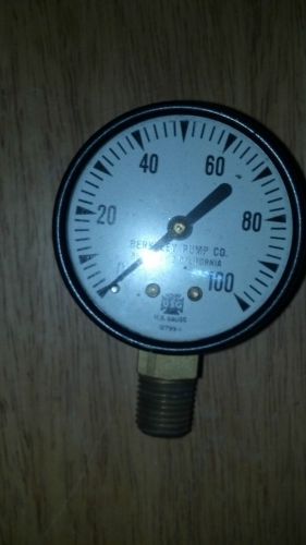 Vintage Gauge Berkeley Pump Co. Berkeley California 0-100 Diameter 2 inch