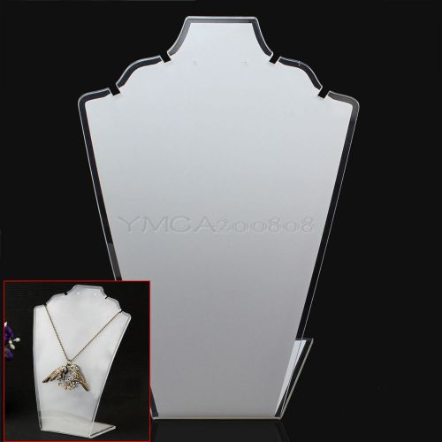 White Acrylic Necklace Pendant Chain Link Jewelry Bust Display Holder Stand
