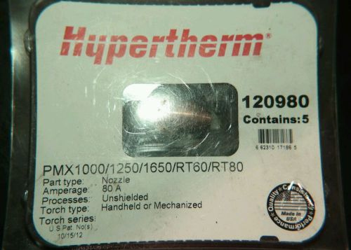 NEW  HYPERTHERM 120980 Contains 5  PMX1000/1250/1650/RT60/RT80 Nozzles