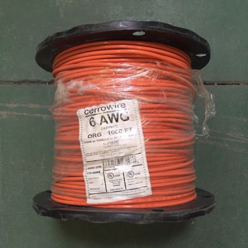 Thhn 1000&#039;  #6 awg  stranded copper  wire- 600 volt 65 amp - orange for sale