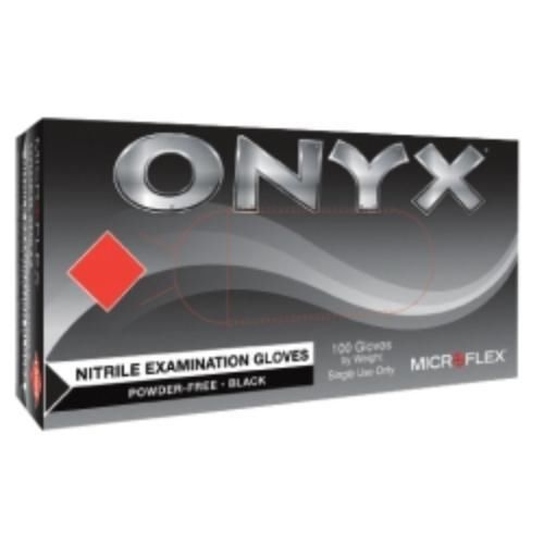 Micro Flex N641 Onyx Black Nitrile Examination Gloves, Box Of 100, Size Small