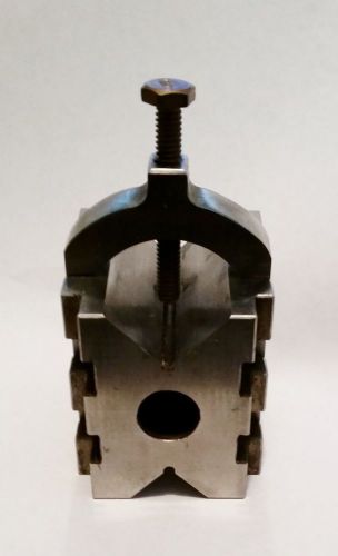 Machinist toolmaker steel v block w/ clamp tooling fixture for sale