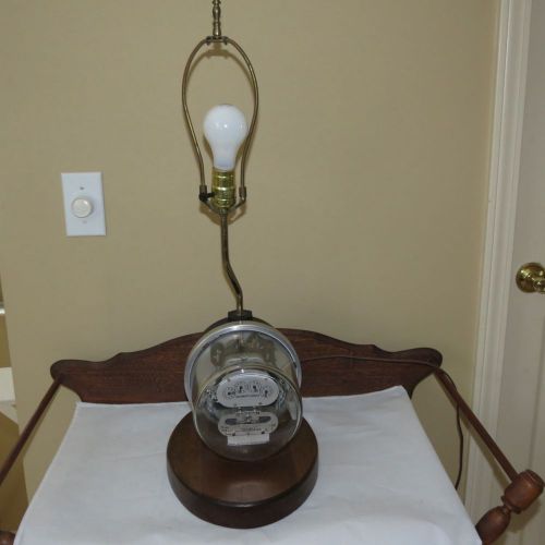 Vintage Duncan Electric Meter Table Lamp Running &amp; Spinning Dials Steampunk Fun