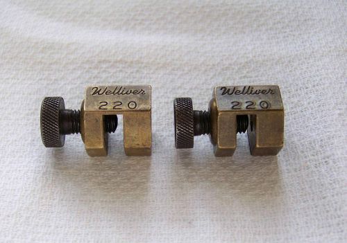 2 Vintage WELLIVER No. 220 Brass Stair Gauges Angle Gages Square Layout Tools